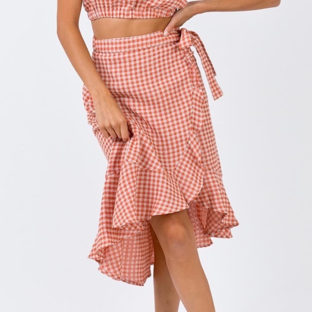 Princess Polly Gingham Midi Wrap Skirt